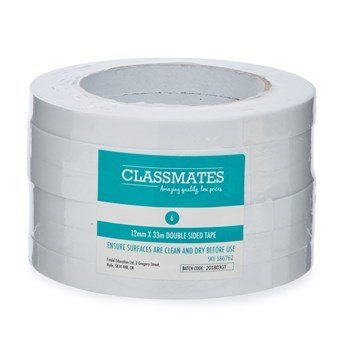 Classmates Dble Sided Tape 12Mmx33Mm Pk6 - ABC School Supplies