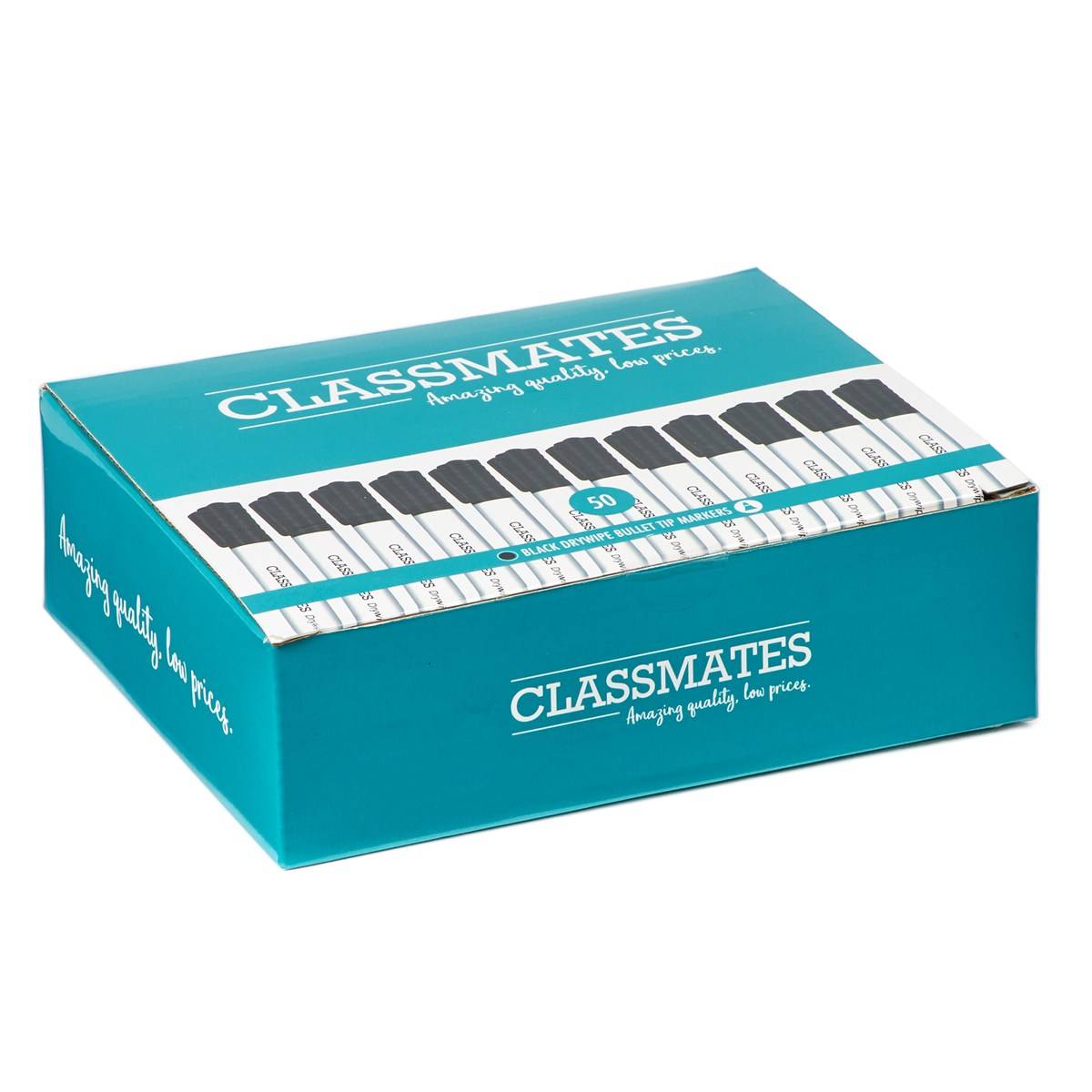 Classmates Drywipe Bullet Markers Black - 50 Pack - ABC School Supplies