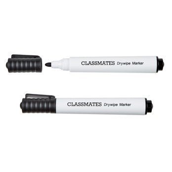 Classmates Drywipe Bullet Markers Black - 50 Pack - ABC School Supplies