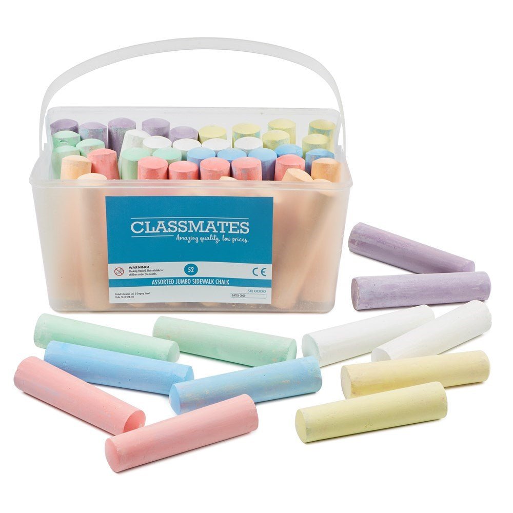 Classmates Jumbo Sidewalk Chalk 52 Pieces - ABC School Supplies