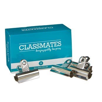 **Classmates Letter Clips Silver 50mm - Pack of 10 - ABC School Supplies