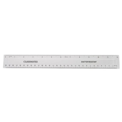 Classmates Shatter - Resistant Ruler - Transparent - 30cm - Pack of 100 - ABC School Supplies