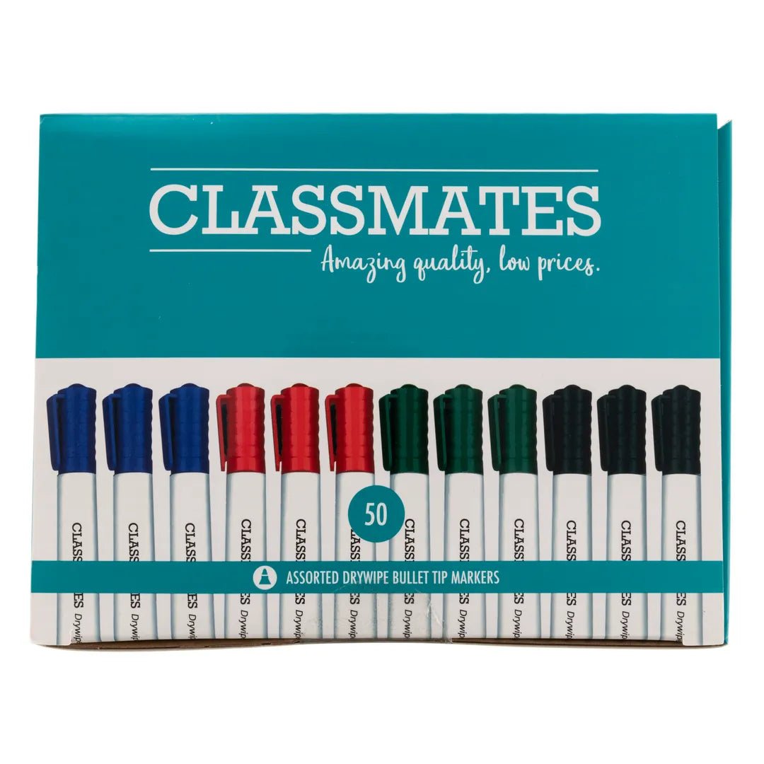 Classmates Whiteboard Marker - Assorted - Bullet Tip - Pack of 50 - ABC School Supplies