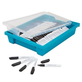 Classmates Whiteboard Marker Black, Bullet Tip Pack Of 200 Incl Free Tray - ABC School Supplies