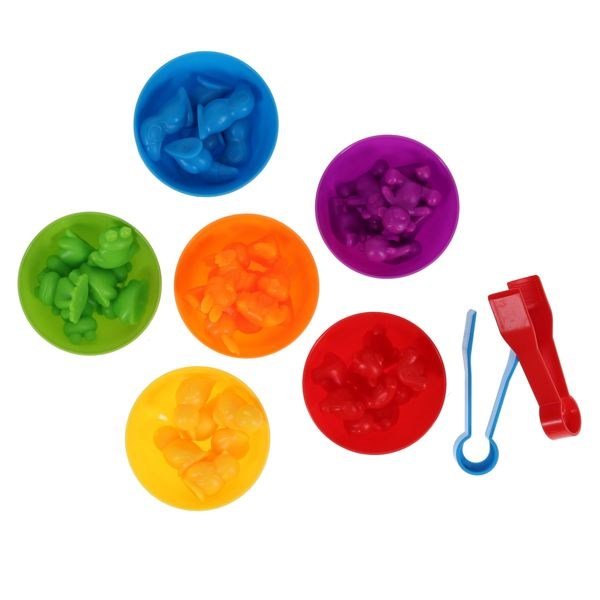 Clever Kidz Sorting Rainbow Animals With Sorting Bowls & Tweezers - ABC School Supplies
