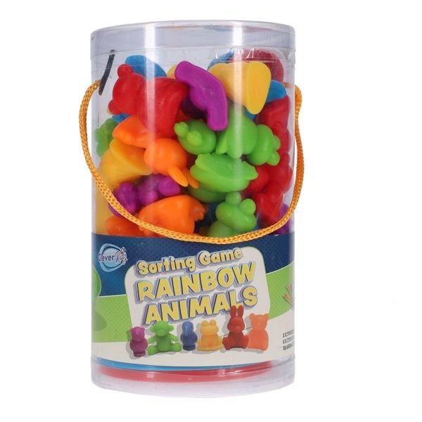 Clever Kidz Sorting Rainbow Animals With Sorting Bowls & Tweezers - ABC School Supplies