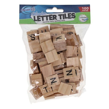 Clever Kidz Wooden Letter Tiles Set Of 100 - ABC School Supplies
