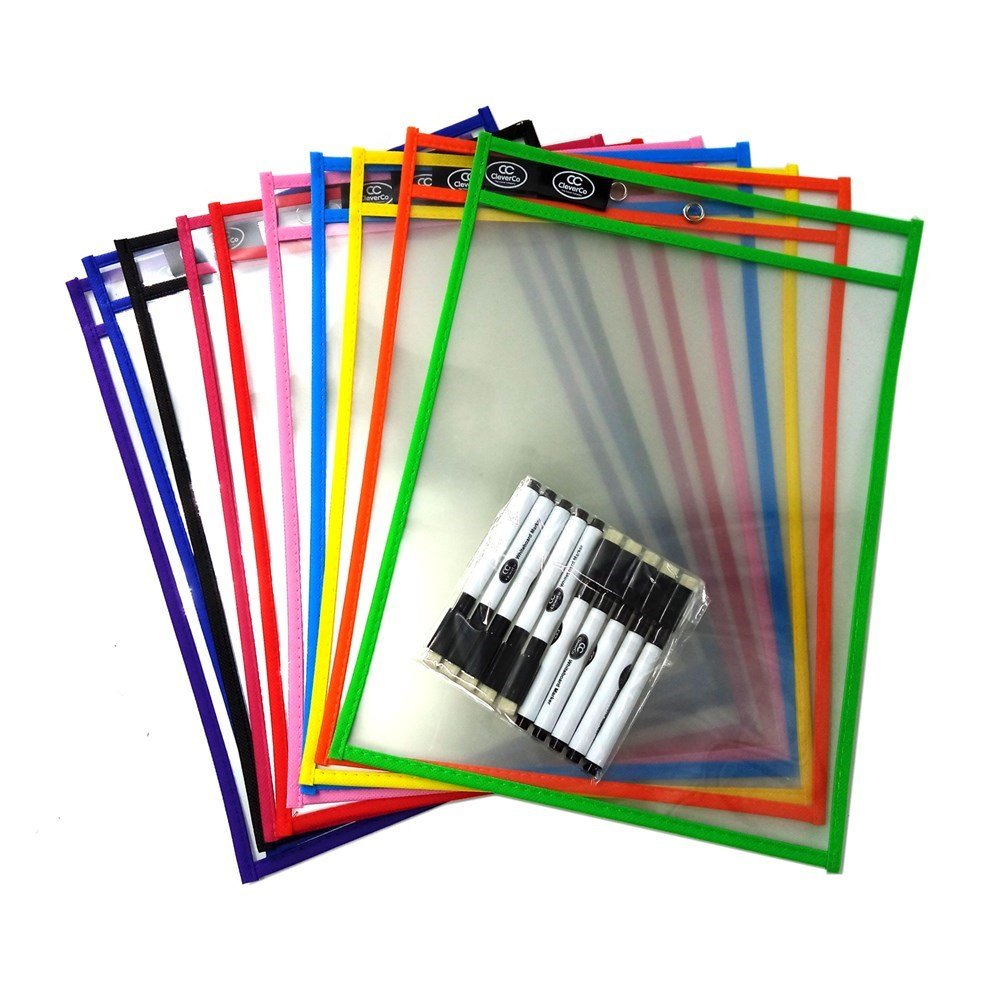 Cleverco A4+ Drywipe Reusable Wipe-Clean Pockets (Pack Of 30) - ABC School Supplies