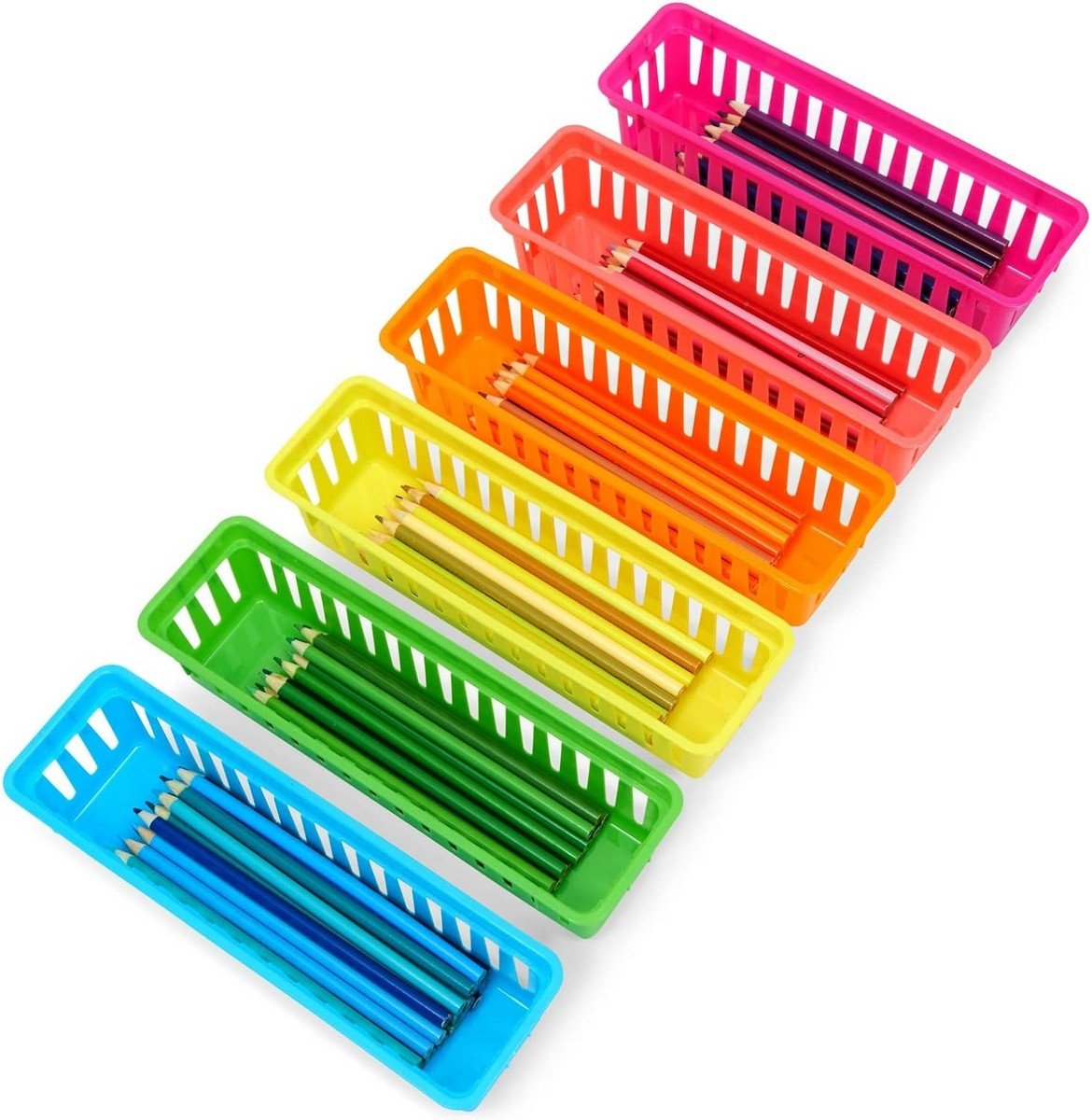Cleverco Classroom Pencil Tray Holders Pack Of 12 (Asstd Colours) - ABC School Supplies