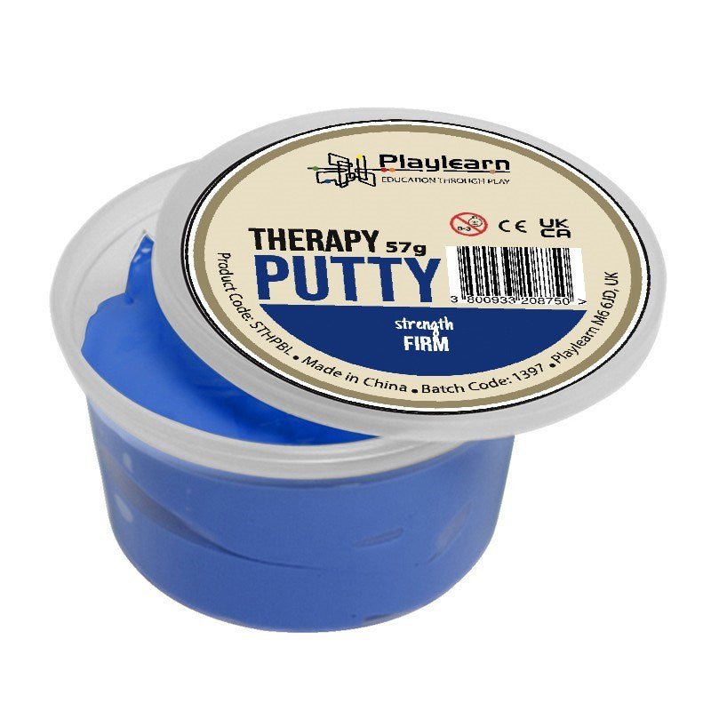 CleverCo Therapy Putty Firm Squeezable Non - Toxic, Hand Exercise 4oz - Blue (3 Pack) - ABC School Supplies