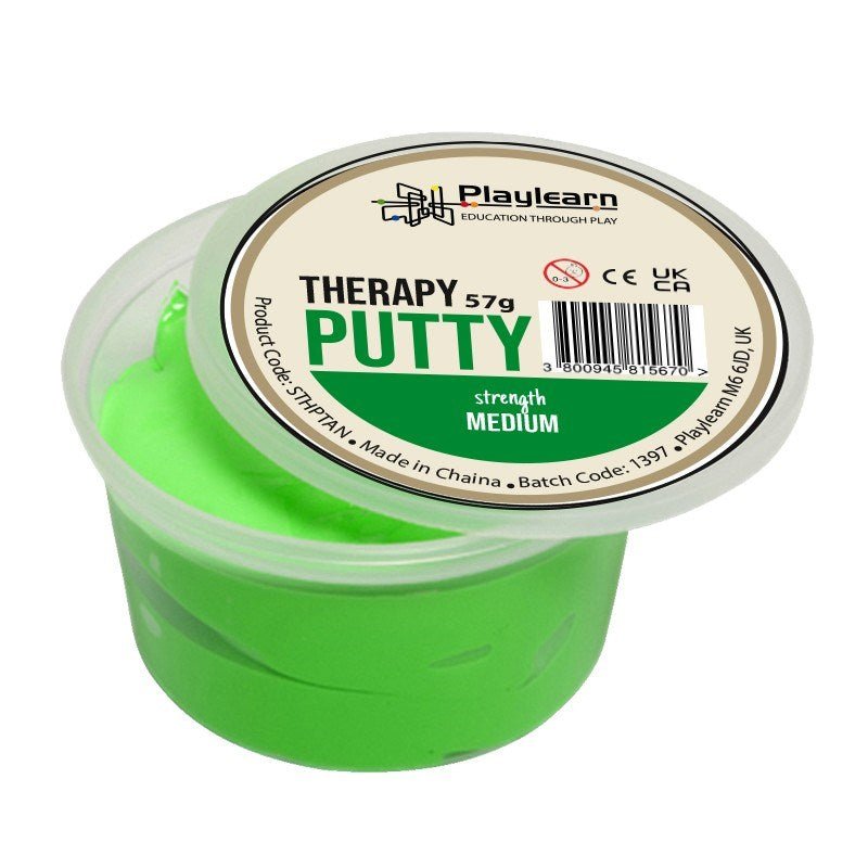 CleverCo Therapy Putty Medium Squeezable Non - Toxic, Hand Exercise 2oz - Green (3 Pack) - ABC School Supplies