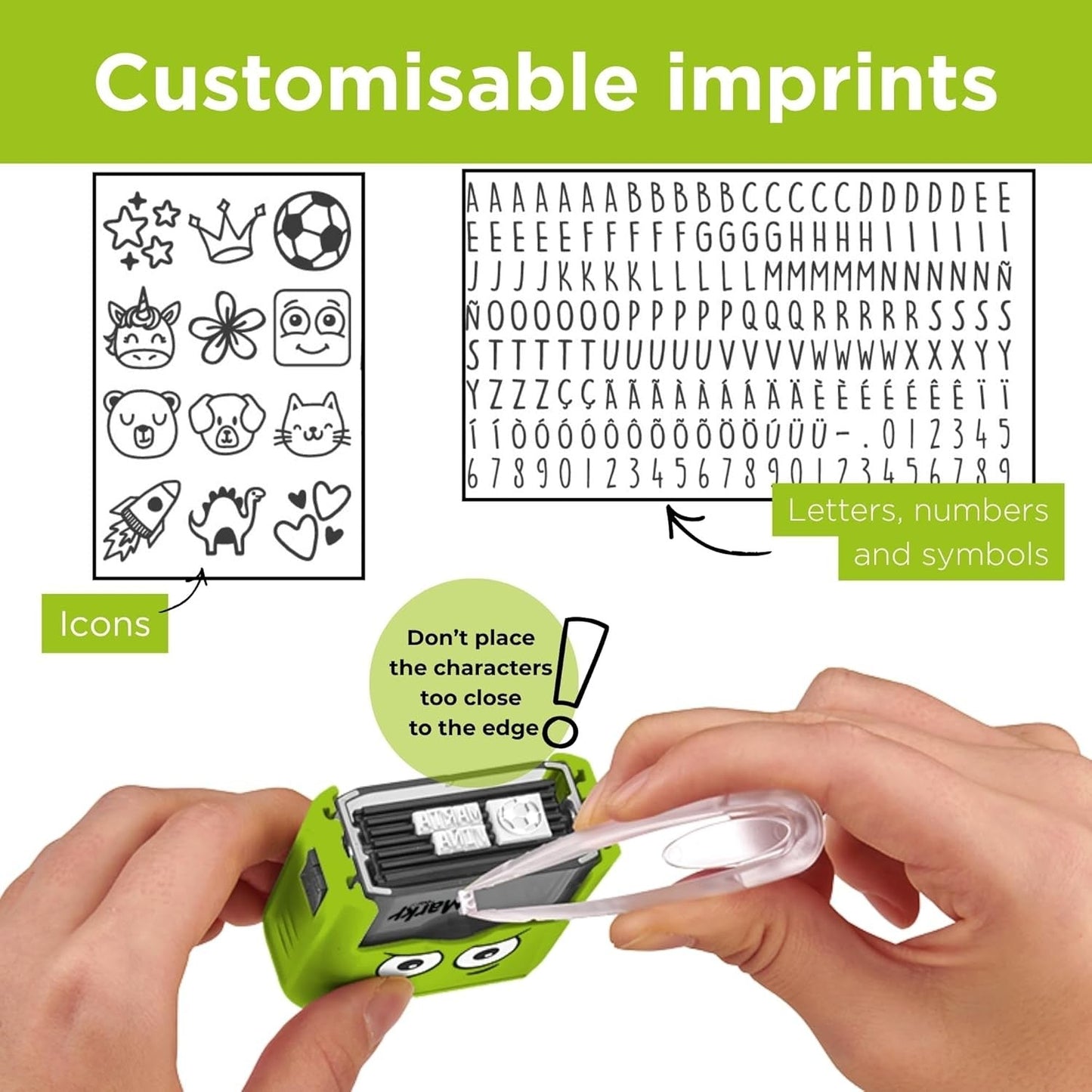 COLOP Marky Customizable Child-Friendly DIY Textile Stamp Kit - ABC School Supplies