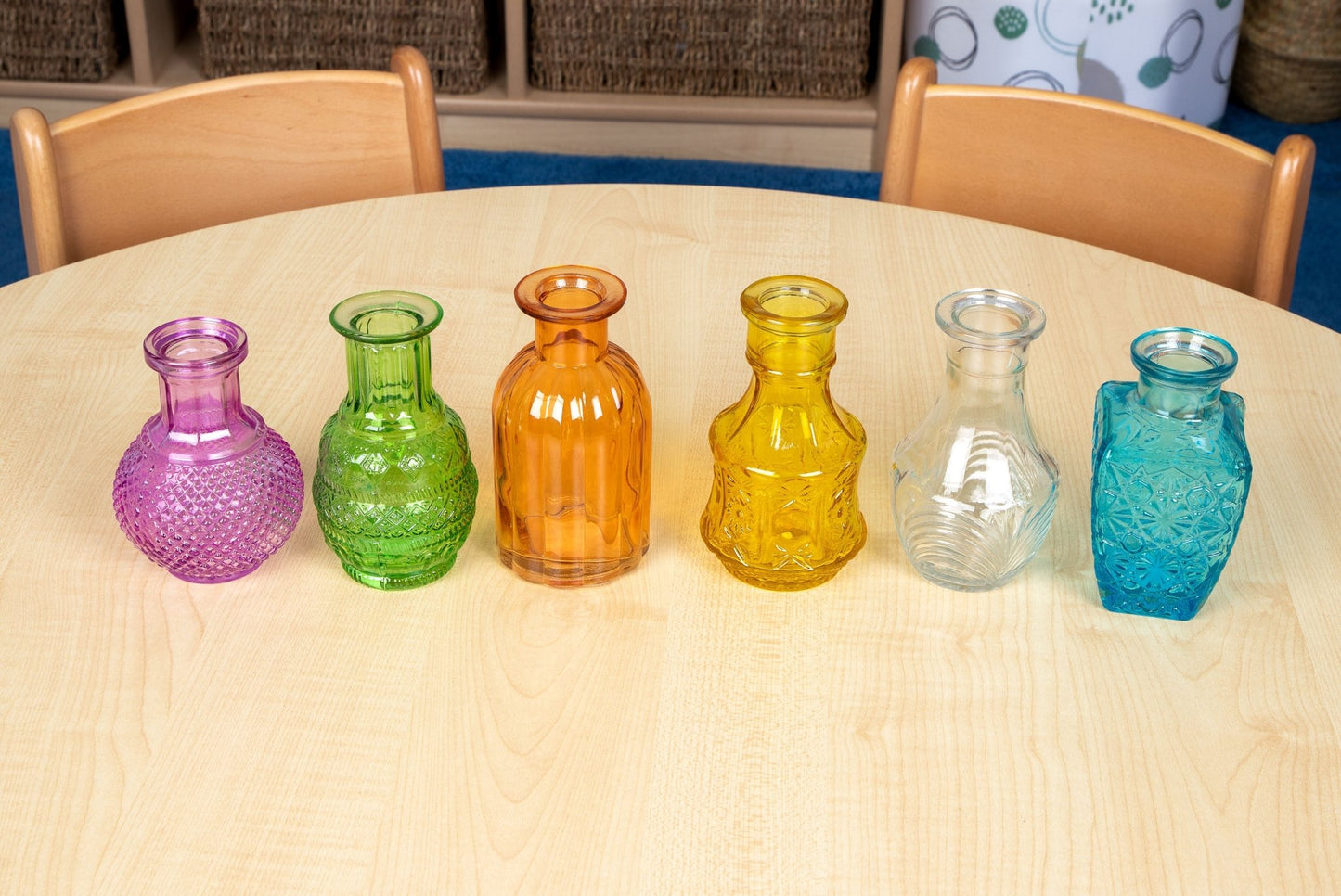 Coloured Detailed Glass Bottles Pack of 5 - ABC School Supplies