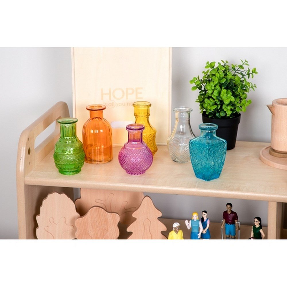 Coloured Detailed Glass Bottles - Pk5 - ABC School Supplies