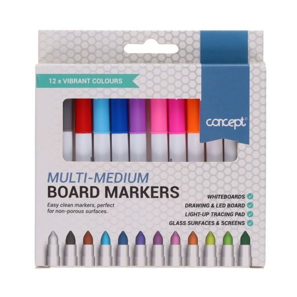 Concept 12 Pack Multi - Medium Whiteboard Markers - ABC School Supplies