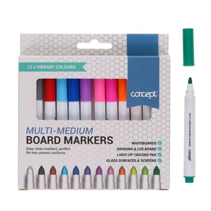 Concept 12 Pack Multi - Medium Whiteboard Markers - ABC School Supplies