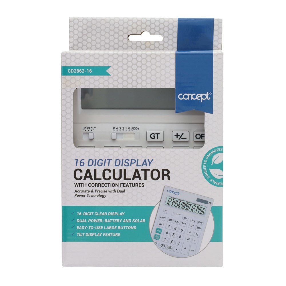 Concept 16 Digit Display Calculator - ABC School Supplies