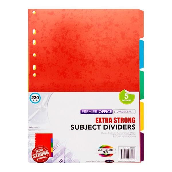 Concept 230Gsm Subject Dividers - 5 Part - ABC School Supplies