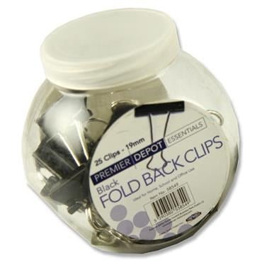 Concept 25 19mm Black Binder Clips Tub - ABC School Supplies
