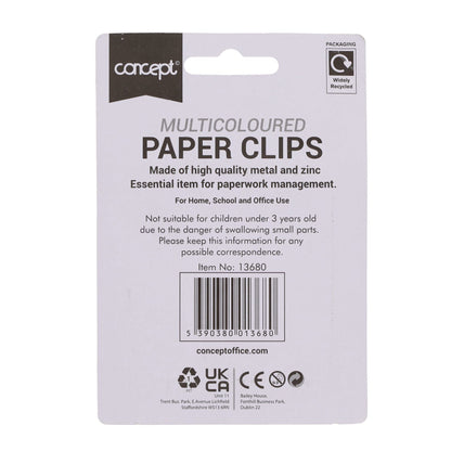 Concept 28mm Coloured Paper Clips Pack of 75 - ABC School Supplies