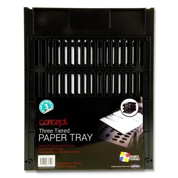 **Concept 3 Tier Letter Tray Black - ABC School Supplies