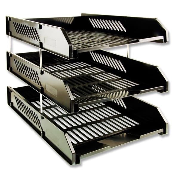 **Concept 3 Tier Letter Tray Black - ABC School Supplies
