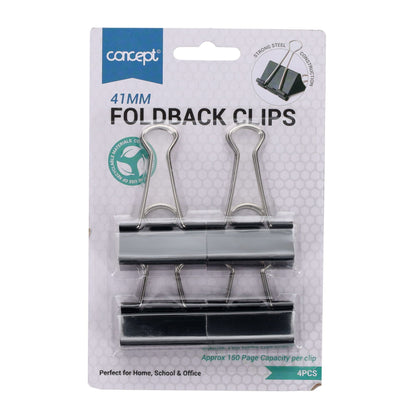 Concept 41mm Foldback Clips Pack of 4 - ABC School Supplies