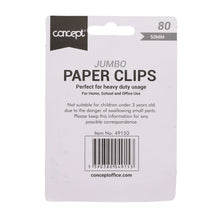 Concept 50mm Jumbo Paper Clips Pack of 80 - ABC School Supplies