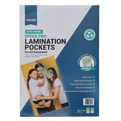 Concept A3 Laminating Pouches 250 micron Pack of 100 - ABC School Supplies