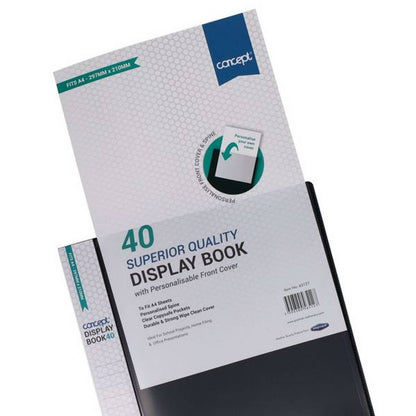 Concept A4 40 Pocket Presentation Display Book - Black - ABC School Supplies