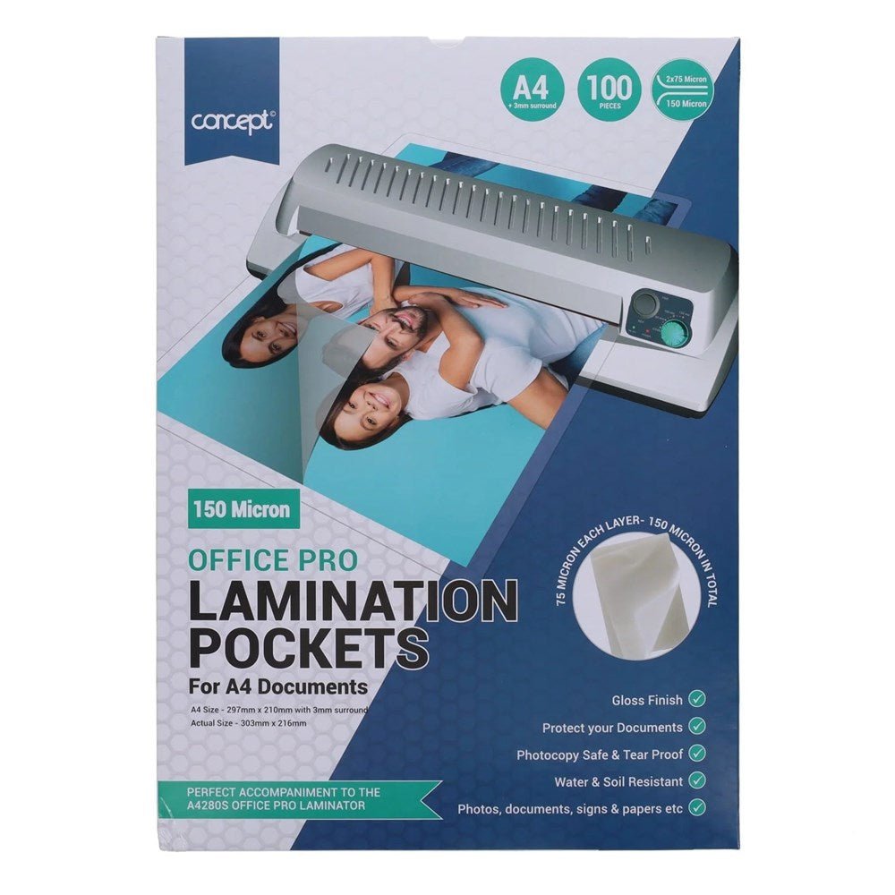 Concept A4 Laminating Pouches Pack of 100 - ABC School Supplies