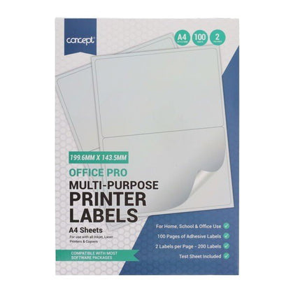 Concept A4 Multi - Purpose Printer Labels - Various - ABC School Supplies