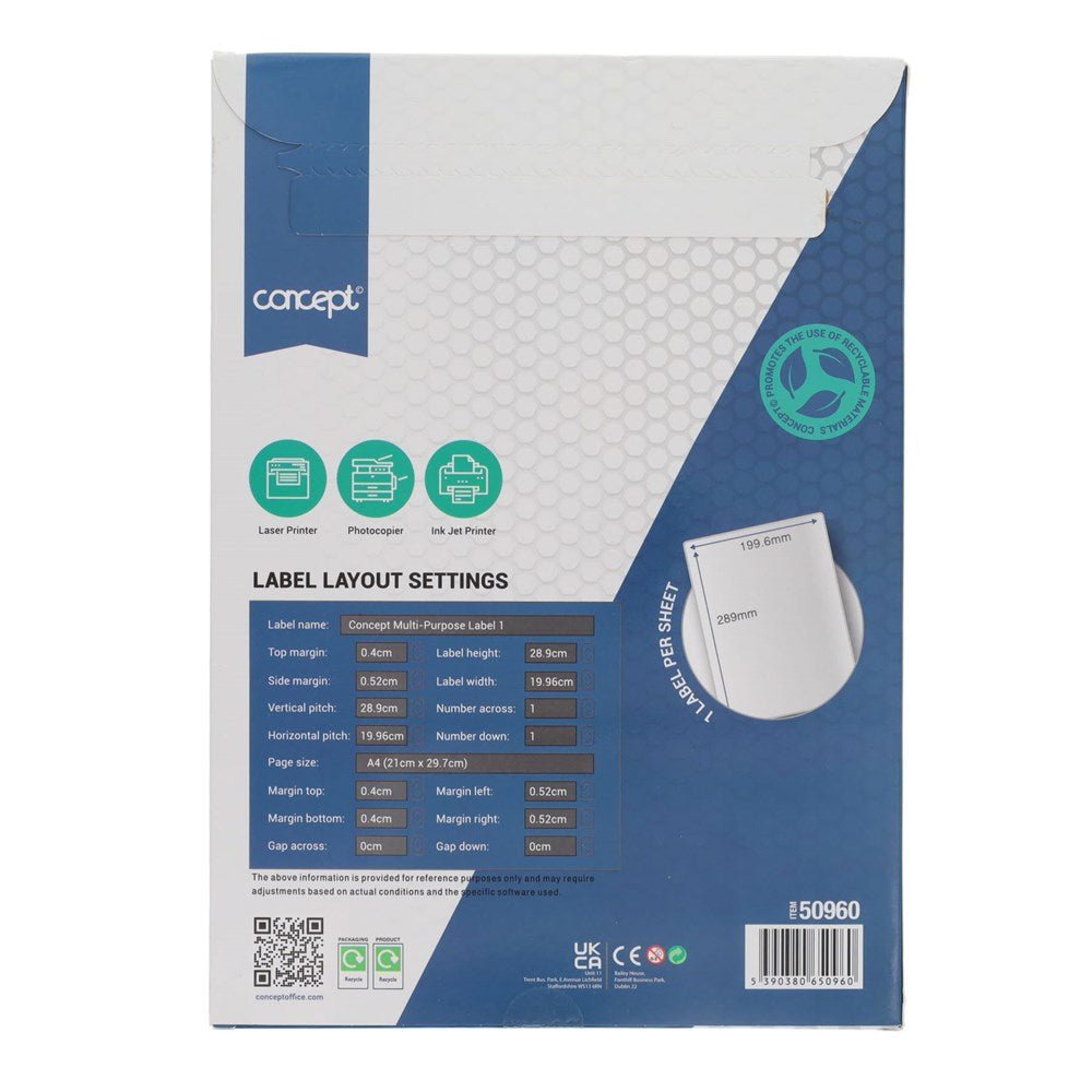 Concept A4 Multi - Purpose Printer Labels - Various - ABC School Supplies