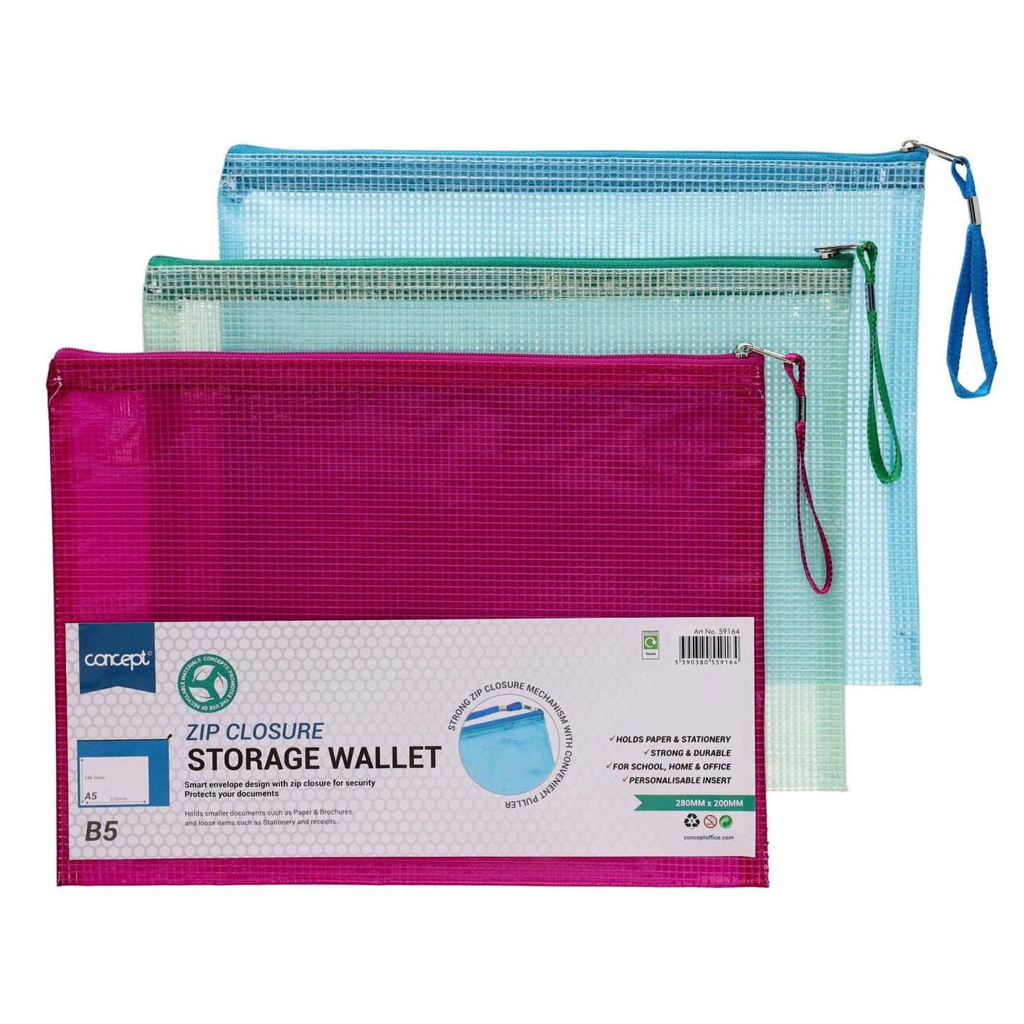 Concept B5 Mesh Storage Wallet - ABC School Supplies