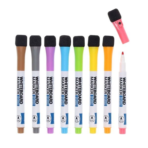 Concept Bullet Tip Whiteboard Markers With Eraser Lid - Assorted Colours Pack of 8 - ABC School Supplies