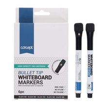 Concept Bullet Tip Whiteboard Markers With Eraser Lid - Black Pack of 6 - ABC School Supplies