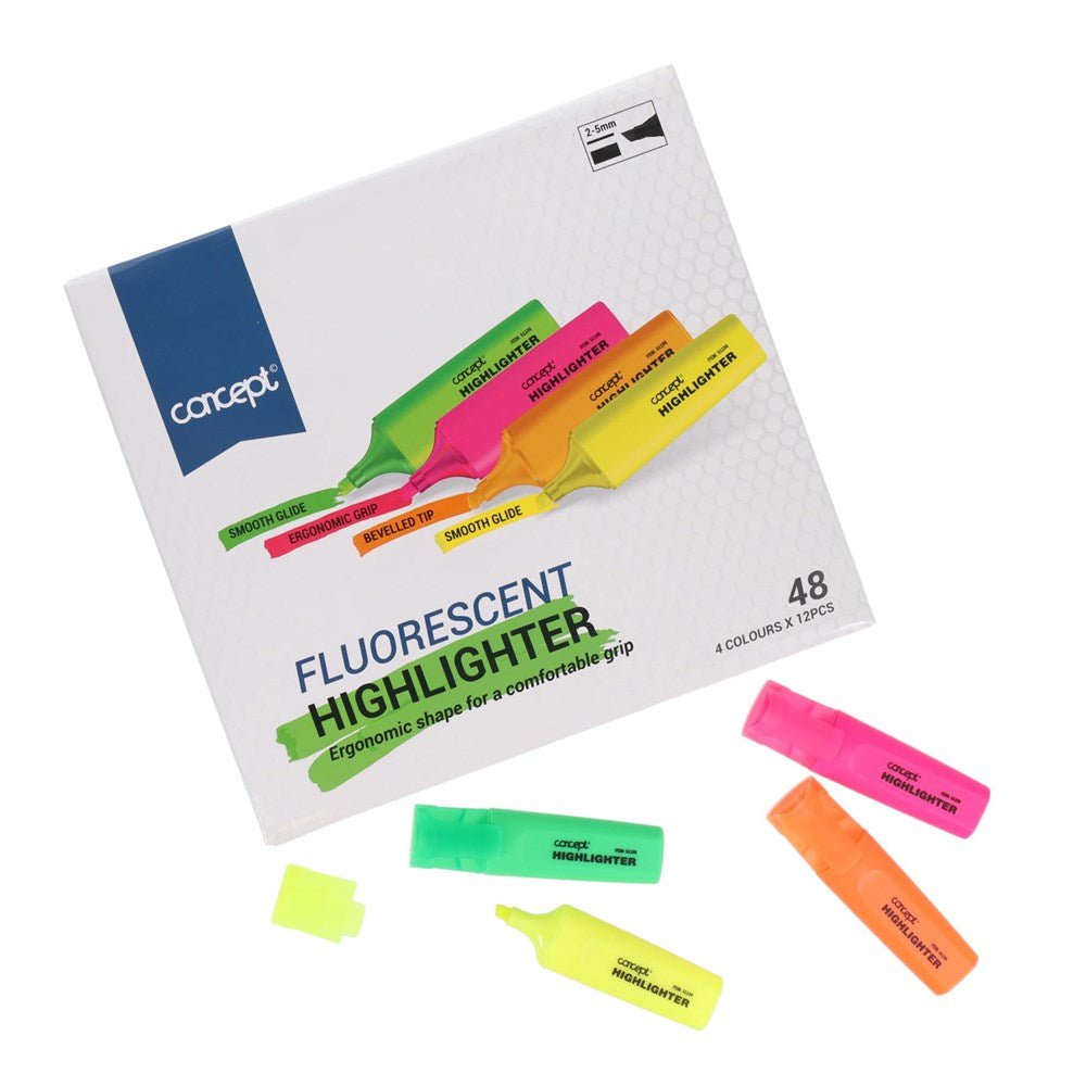Concept Chisel Tip Highlighters Assorted Pastel Colours - Pack of 48 - ABC School Supplies