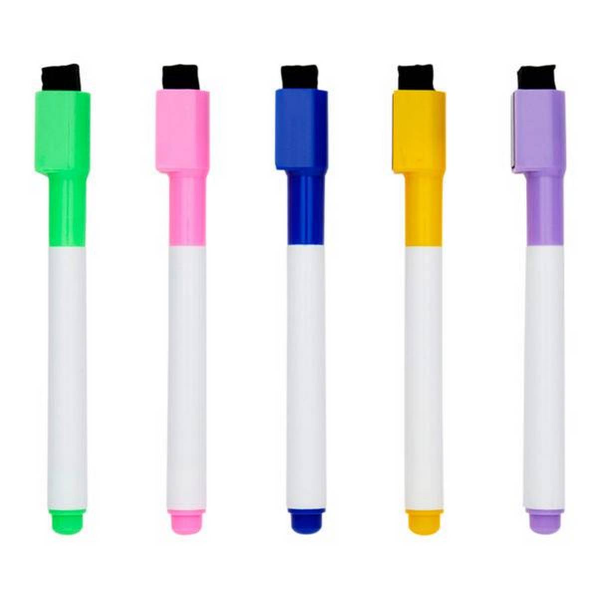 Concept Drywipe Markers Pack Of 5 With Eraser Lid - Assorted Colours - ABC School Supplies