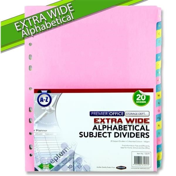 Concept Extra Wide A - Z Subject Dividers - 20 Part - ABC School Supplies