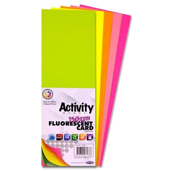 Concept Flourescent Flash Cards 12" X 4" Pack Of 50 - ABC School Supplies