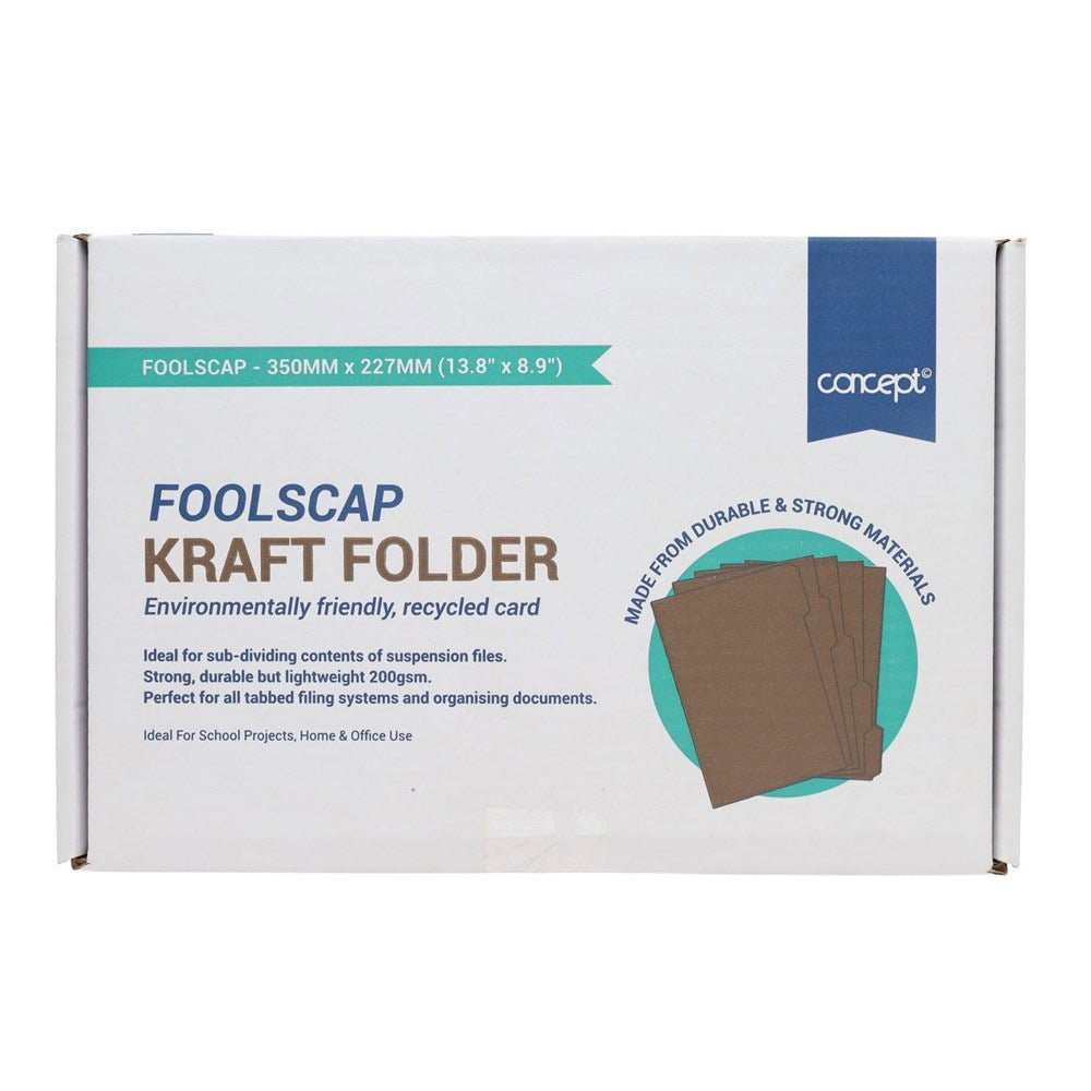 Concept Foolscap Kraft Folder Box of 50 - ABC School Supplies