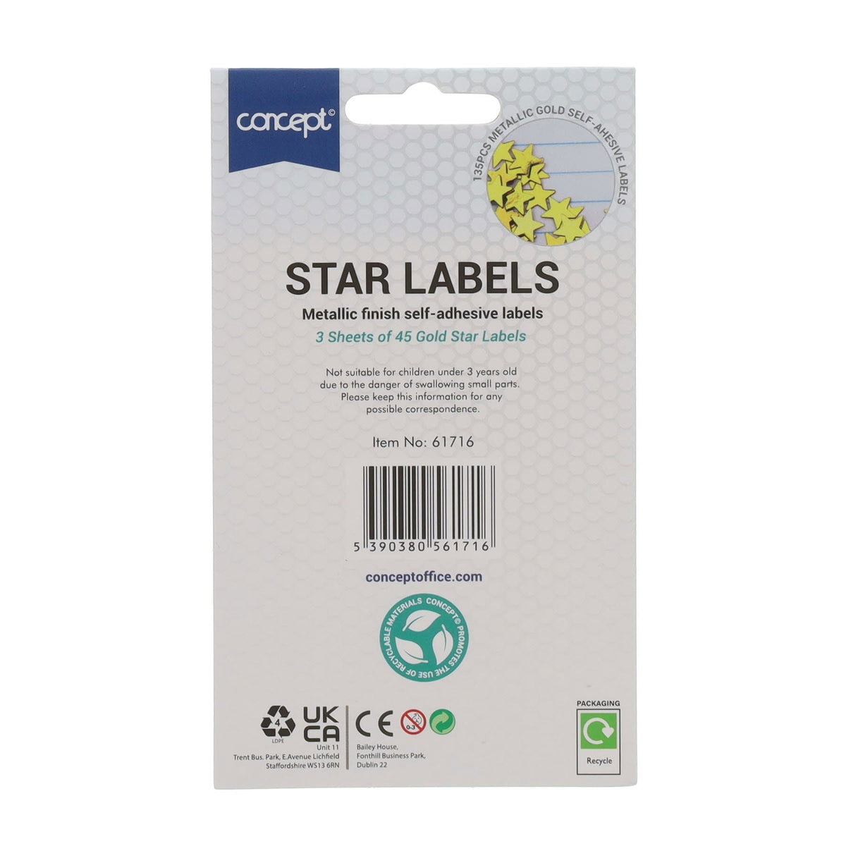 Concept Gold Star Stickers Pack Of 135 - ABC School Supplies