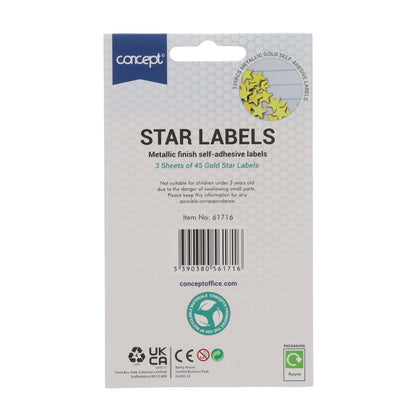 Concept Gold Star Stickers Pack Of 135 - ABC School Supplies