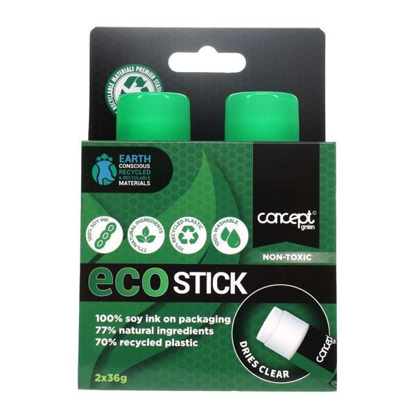 Concept Green Eco Glue Stick 2 X 36G - ABC School Supplies
