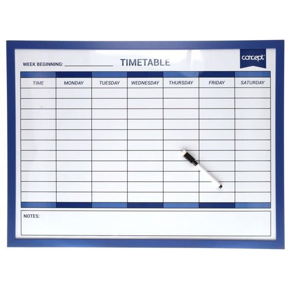 Concept Magnetic Dry Wipe Weekly Planner Whiteboard - 45X60cm - ABC School Supplies