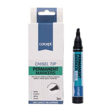 Concept Permanent Markers Chisel Tip - Black Pack of 3 - ABC School Supplies