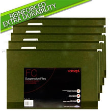 Concept Pkt.5 Foolscap Reinforced Suspension Files - Green - ABC School Supplies