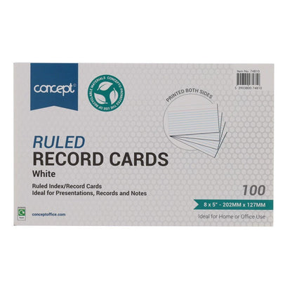 Concept Ruled Record Cards - White Pack Of 100 - ABC School Supplies