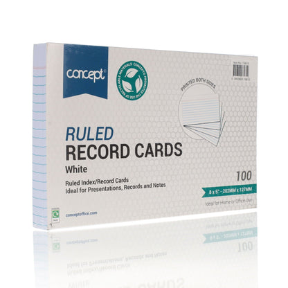 Concept Ruled Record Cards - White Pack Of 100 - ABC School Supplies