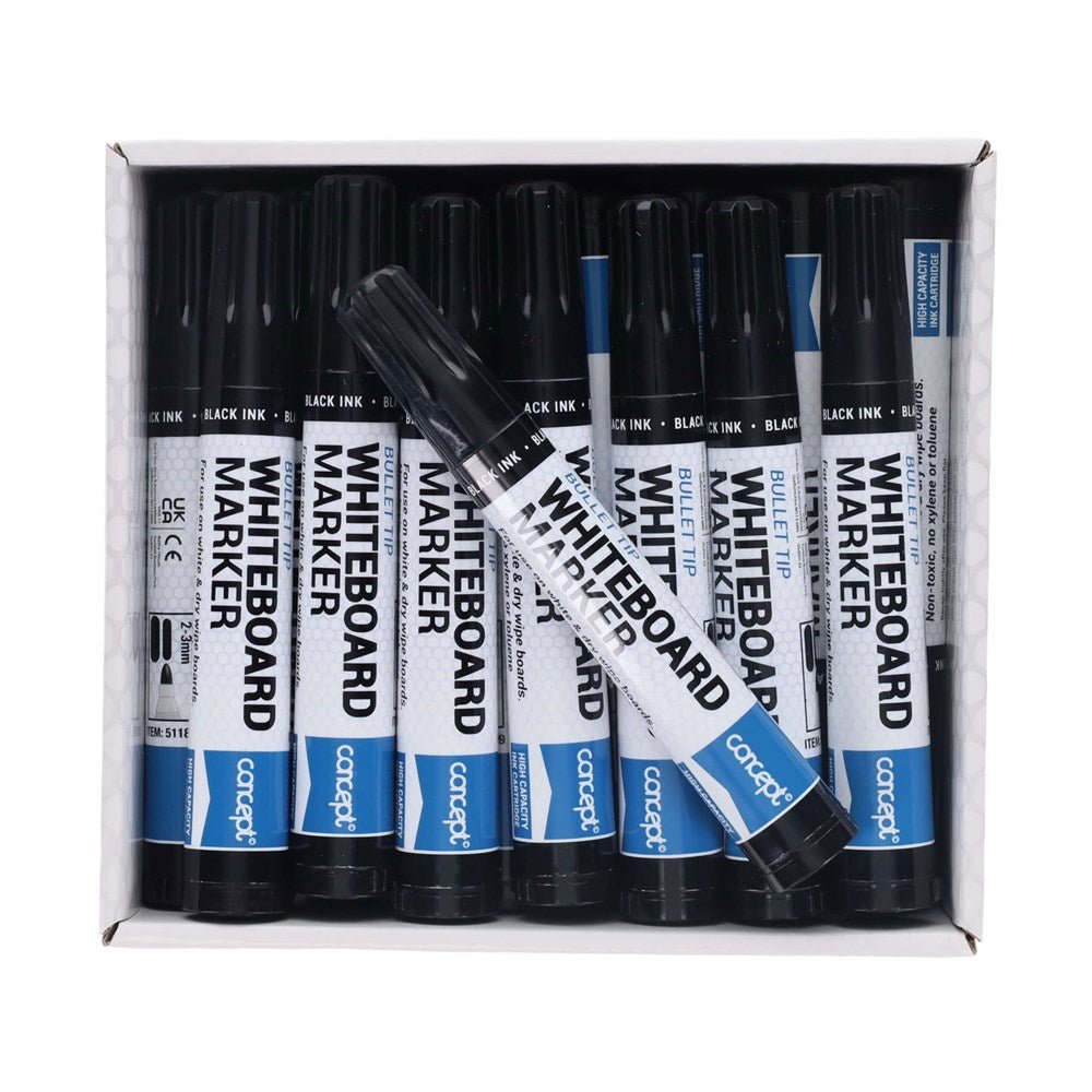 Concept Teacher Whiteboard Markers (Black) Bullet Tip Box of 48 - ABC School Supplies